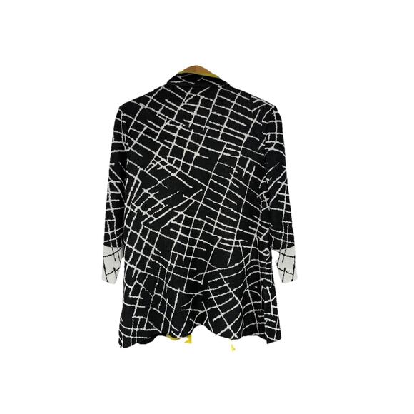 Ming Wang Chartreuse Black White Pattern Knit Jacket Career Cardigan Womens M - Picture 5 of 7
